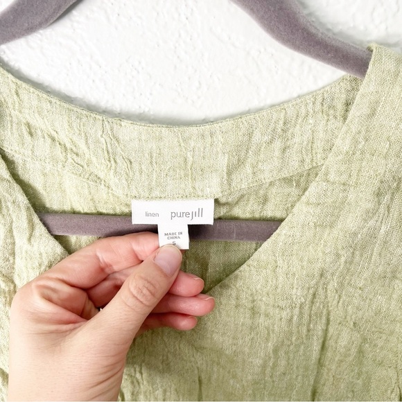 J. Jill Top Women's Small Green 100% Linen Pocket Tank Top Blouse Lagenlook - Picture 4 of 7
